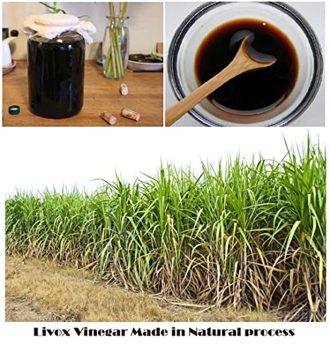 Image of LIVOX Organic 1 Litres Sugar Cane Vinegar 100% Pure Ganne Ka Sirka Made In Village Eat Natural Live Healthy.