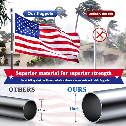 Esttop ETFP-7002 5 Ft Flag Pole, Tangle Free Stainless Steel Weather Resistant Rustproof Flagpole thumb #2