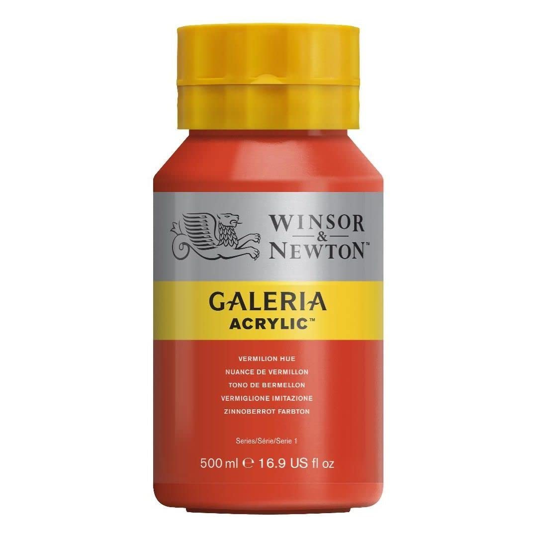 Winsor & Newton, Galeria Acrylic, Vermilion Hue, 500ml, Vermilion Shades, 500 ml (Pack of 1)