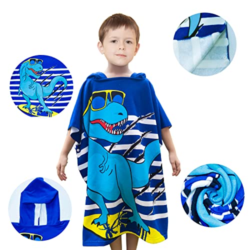 FILOWA Poncho Towel for Childs Hooded Beach Bath Towel Shark Microfibre Swimming Surfing Travel Towels Soft Lightweight Absorbent Wearable Bathrobe for Boys Kids Teenager 6-14 Years - Image 4
