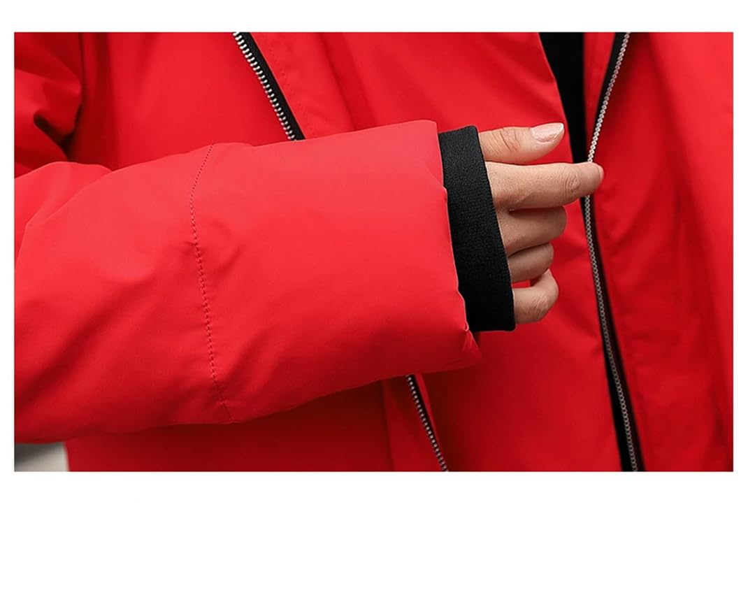 Suwequest Piumino invernale resistente al freddo uomo donna lungo inverno caldo moda parka, Rosso, XXL
