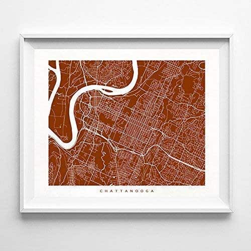 Chattanooga Tennessee Street Road Map Home Decor Poster