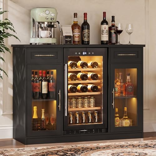 Lamtor Coffee Bar Cabinet with Fridge Space - Modern Wine