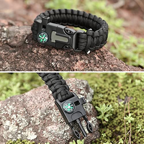 ABDA Paracord Armband,2 Stück Survival Armband,mit Feuerzeug, Kompass, Klinge, Pfeife, Schnalle, geeignet für Outdoor-Aktivitäten wie Wandern, Camping, Bergsteigen, Notruf usw.