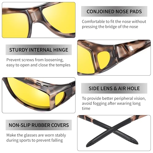 Image of URUMQI Night Vision Driving Glasses Fit Over Eyeglasses for Men Women