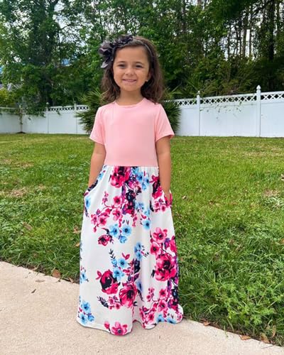 storeofbaby Girls Casual Maxi Floral Dress Long Sleeve Holiday Dresses with Pockets - Image 4