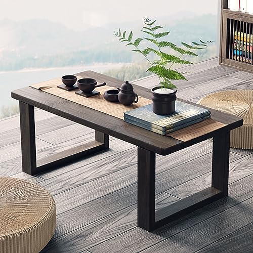 Table d'autel pour la méditation en bois vintage et finitions tatami traditionnelles