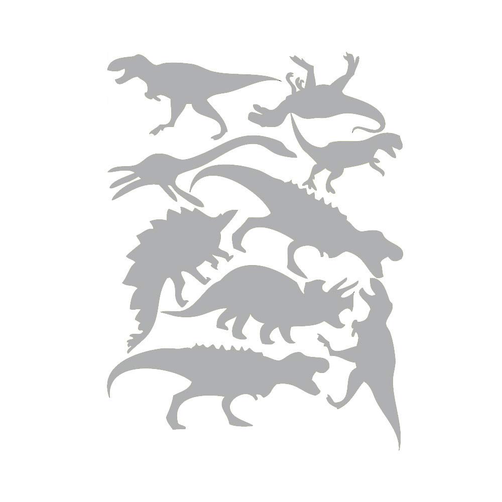 Lichi Boys Silver Diy Small Assorted Dinosaurs Wall Sticker Decal