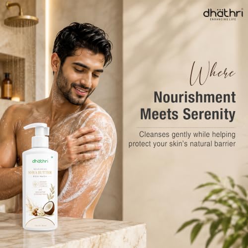 Image of Dhathri Nourishing Shea Butter Body Wash | Barrier Nourish Formula with Shea Butter & Coconut Milk | Deep Cleansing & Moisturizing Body Wash |Size-300 ml