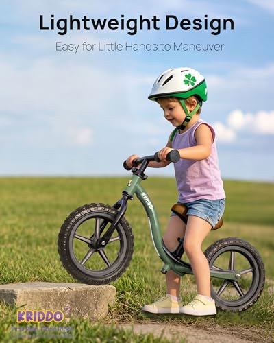 Image of KRIDDO Toddler Balance Bike 2 Year Old, Colorful Lighting Kids Balance Bike for 2-5 Years Old, 12 Inch Balance Bicycle with Bell, Tool-Free, Adjustable Seat, Handlebar, Gift for 2-3 Boys Girls