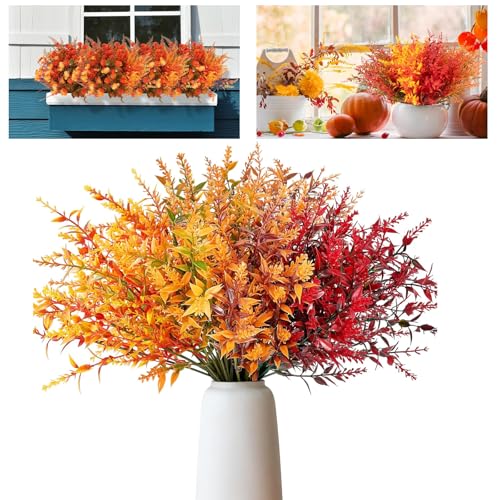EnixwH 12 Flores Artificiales Decoracion Otoño Ramos De Flores Artificiales Realista Hojas Otoño Decoracion Flores De Otoño Plantas Artificiales Decorativas Hogar Mesa Decorativa Flores