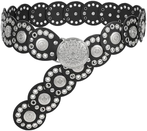 WHIPPY Western Belts for Women Vintage Disc Waist Belts Concho Le...