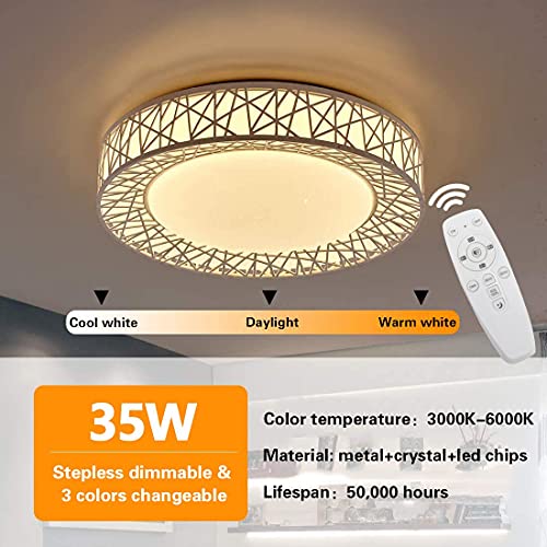 Zycylight Led Flush Mount Ceiling Light Fixture, 35W 15.7 Inch 3000-6000K Dimmable Led Fixture Lamp Brightness Adjustable Ceiling Light With Remote For Ceiling Lamp For Bedroom, Living Room, Hallway #TOP1