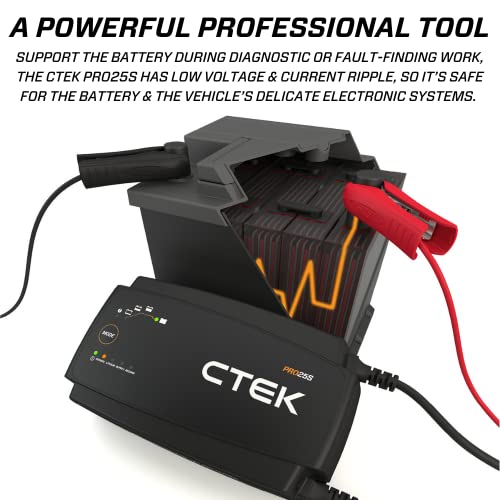 Ctek Pro25S, 25A, 12V Battery Charger And Power Supply, Battery Tender Charger, Battery Maintainer, 12V Lithium Ion Battery Charger For Car And Truck With Reconditioning Mode And Battery Desulfator #TOP3