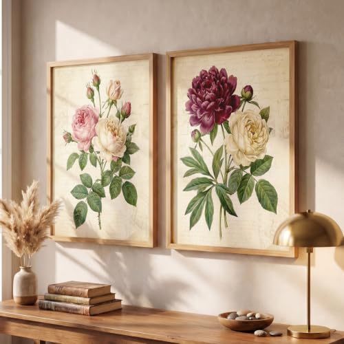 Image of YANVEER Botanical Wall Art Painting | Wall Frames For Home Decor Office Living Room | Poster With Frame Wall Decoration Painting | Premium Art Framed Wall Painting For Home Decor | Set of 2 (13X17 inch)