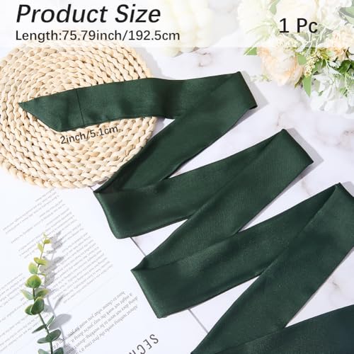 CRASPIRE Women Long Skinny Scarf Belt Solid Color Neckerchief Ribbon Soft Silk Satin for Waist Wedding Sash Neck Tie Accessory for Dance Party Opening Night Dresses Skirt Gift Green2