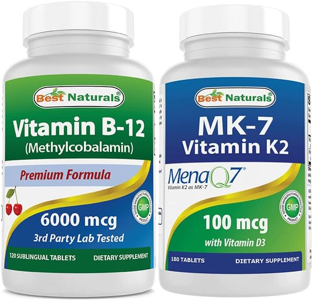 Best Naturals Vitamin B12 6000 mcg & Vitamin K2 (MK7) with D3 Health & Household
