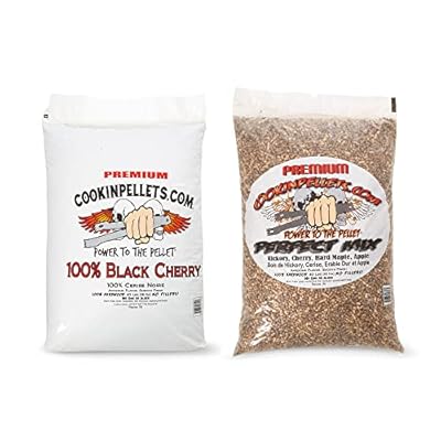 CookinPellets 40 Lb Perfect Mix Hickory, Cherry, Hard Maple, Apple Wood Pellets Bundle with CookinPellets Black Cherry Smoker Smoking Hardwood Wood Pellets, 40 Pound Bag