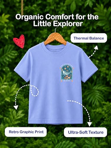 Image of Kidbea Bamboo Unisex Kids T-Shirt Ultra-Soft Premium Half Sleeve Graphic Tee for Boys & Girls, Casual Summer Wear for Toddlers & Kids