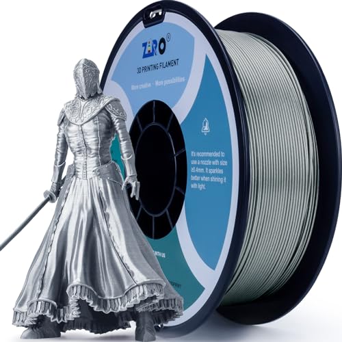 Image of ZIRO Shiny Sparkle PLA Filament with Glitter, Shining 3D Printer PLA Filament 1.75mm, Diamond Series 1.75 1kg /2.2lbs Spool, Neatly Wound, Fit Most FDM 3D Printers, Dimaond Silver