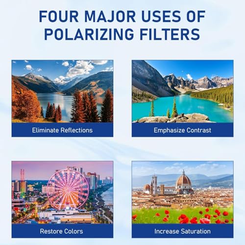 Image of 52mm CPL Polarizer Filter for Mobile Phone Camera, Clip-On Smartphone Lens Filter Kit with Adjustable Mount, Anti-Glare Circular Polarizing Lens Filter for iPhone & Android