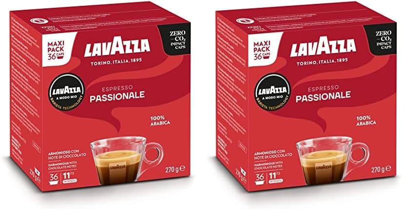 Lavazza, A Modo Mio Espresso Passionale, 2 Paquet de 36 Capsules de Café, avec Notes Aromatiques...