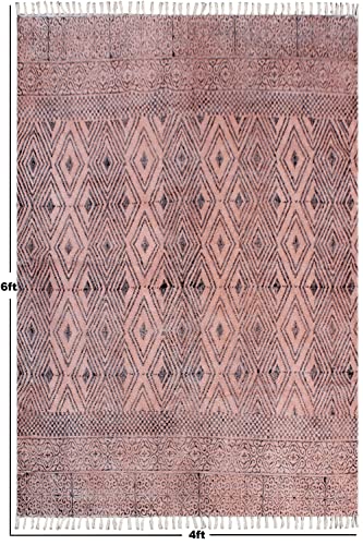 Tapis fait à la main 100 % coton géométrique bohème 120x210 cm