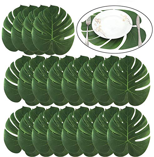 BigLion Artificielle Feuilles de Palmiers Tropicaux de Décoration Party Luau Hawaïen Jungle Beach Thème Party Décoration de Table Faux Simulation Palmier Feuille 35x29 cm 20 pcs