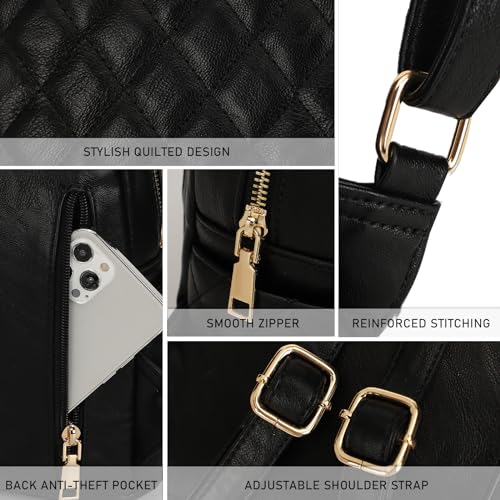 Image of Quilted Small Backpack for Women PU Leather Casual Handbag Daypack Purse | Stylish Quilted Design, water-resistant premium PU leather, matches all daily outfits, lightweight for everyday carry