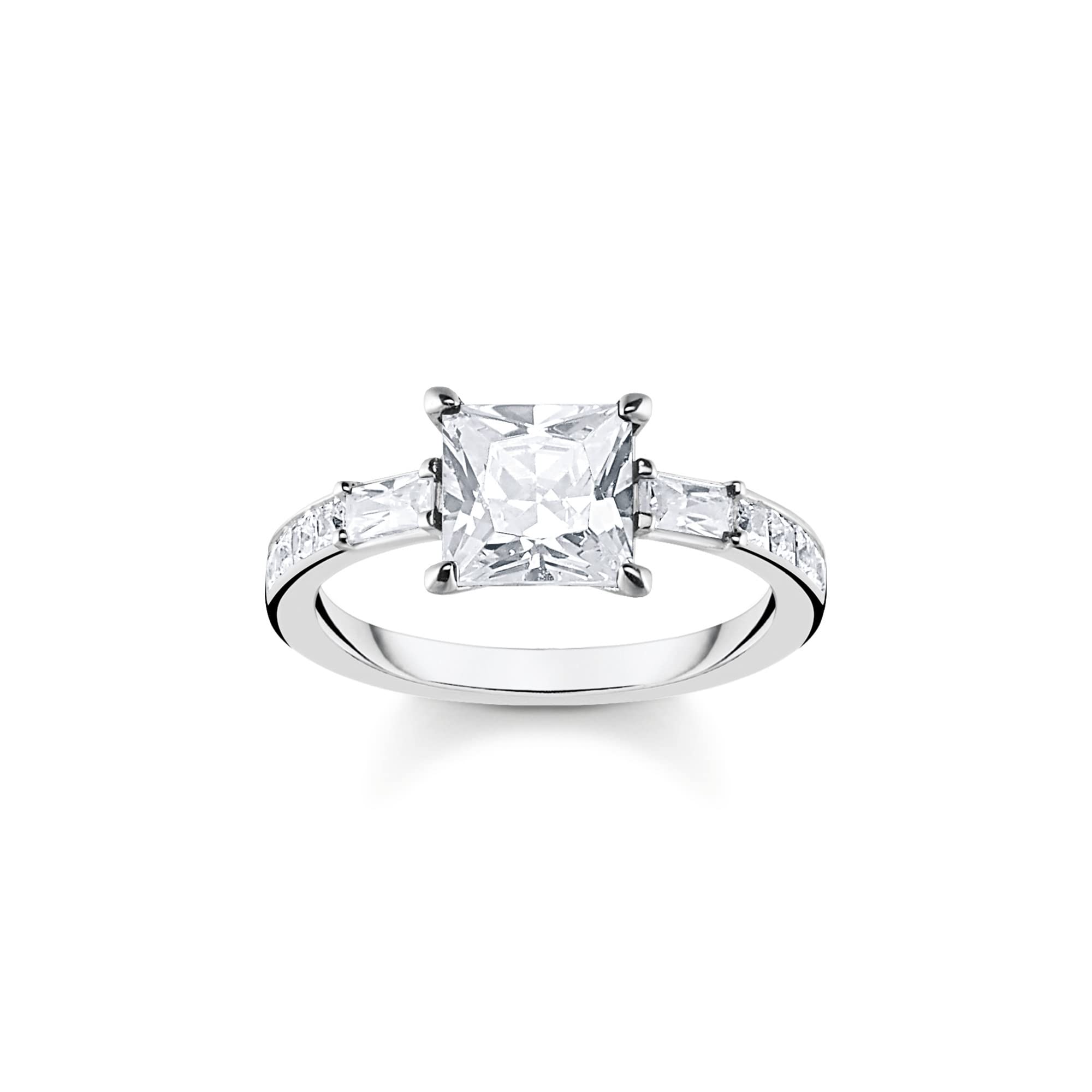 Thomas Sabo Sterling Silver Ring White Stones Recycled 925 Silver, Women, TR2380-051-14-56