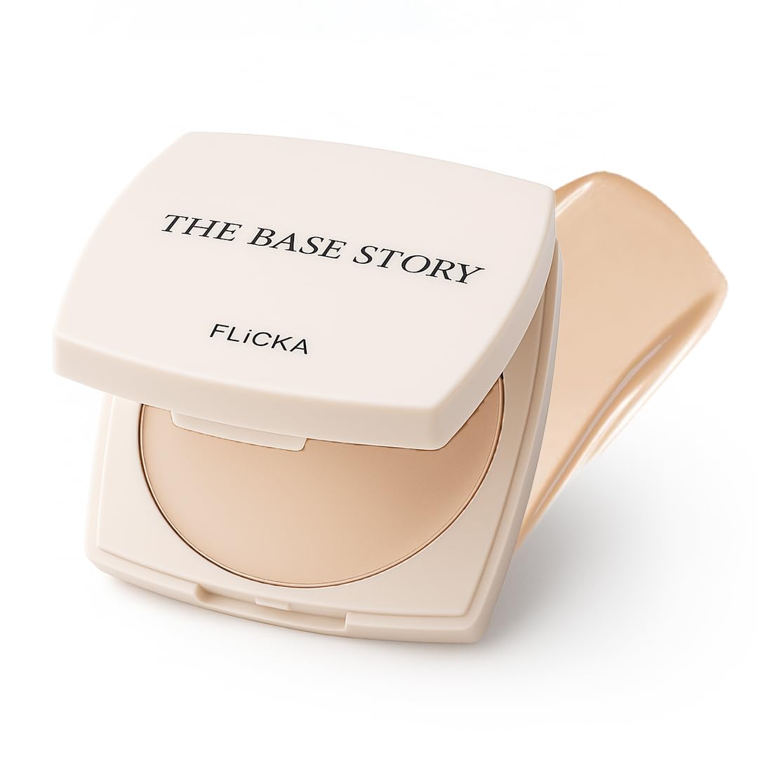 FLiCKA The Base Story Cream Foundation for Face Makeup 8.5gm | Medium to High Coverage | Waterproof & Long Lasting | Smooth & Matte Finish with SPF | All Skin Types | 01 Ivory