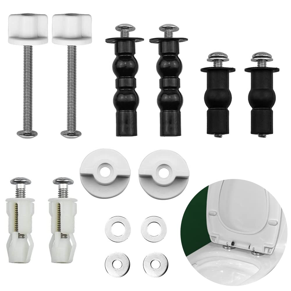 Skystuff Black, White Universal Toilet Seats Screws And Bolts，Toilet Seat Fittings Toilet Seat Hinge Bolt Nut Expanding Rubber Top Nuts Screws Fixing Bolt For Toilet Covers Blind Hole Fitting Wc Replacement Kit