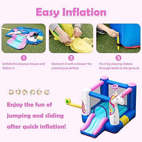 Bountech Inflatable Bounce House, Bouncy House For Kids Indoor Outdoor Party With Jumping Area, Including Oxford Carry Bag, Repair Kit, Small Castle Bounce House For Toddlers Gift #TOP7