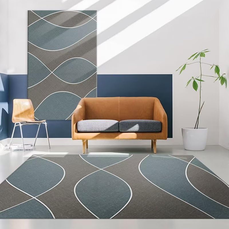 Tapis bureau personnalisable bleu abstrait pour sol de chambre