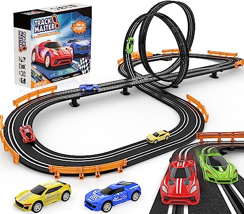 Slot-Car-Race-Track-Sets for Boys Kids, Battery or Electric Race Car Track with 4 High-Speed Slot...