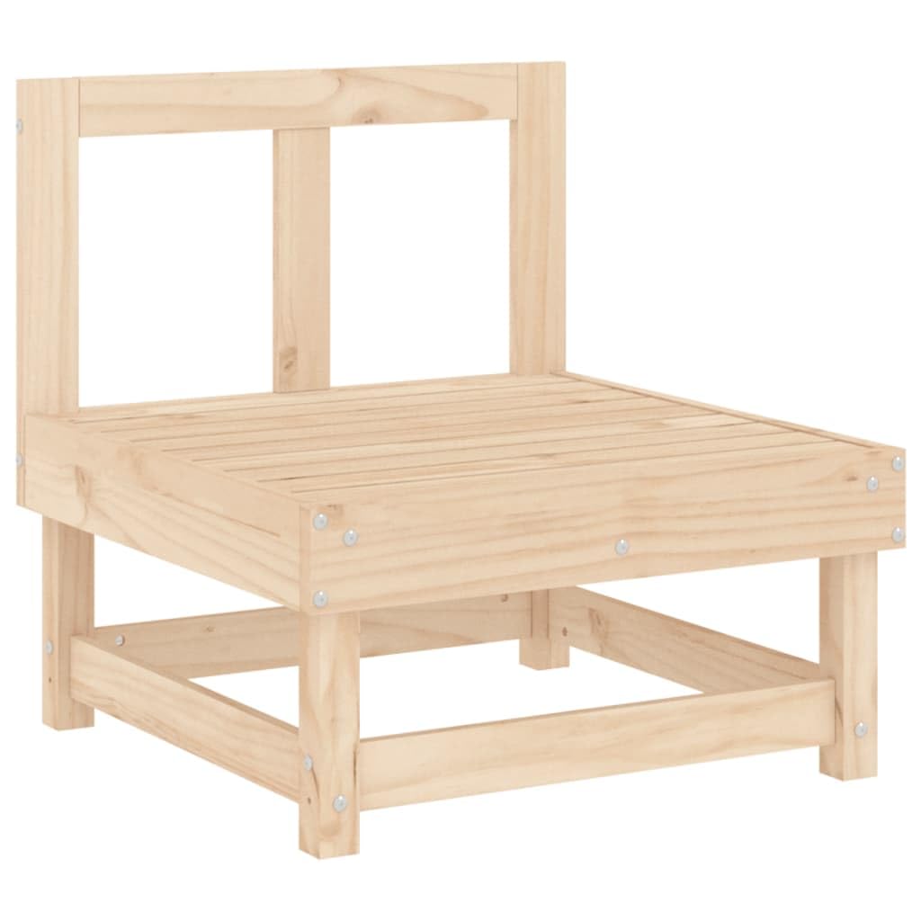 Juego de 2 sofás centrales de jardín de madera maciza de pino con diseño de listones robustos para terraza y balcón, cómodo respaldo, asiento modular para exterior flexible