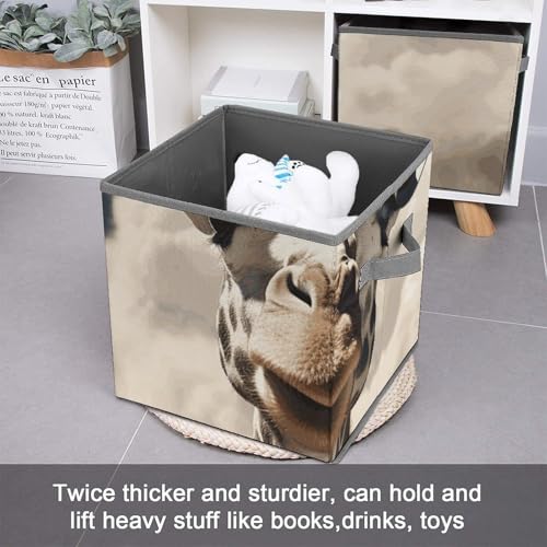 Cube de rangement girafe avec double poignées boîte pliable 27cm