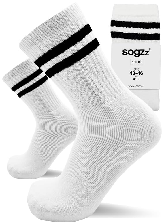 sogzz Tennissocken | bis 20 Paar | Größen 35-50 | Herren Damen Sportsocken, Arbeitssocken, Tennis Sport Freizeit Arbeit Socken Unisex, Schwarz Weiß Grau Modell: Sport Basic