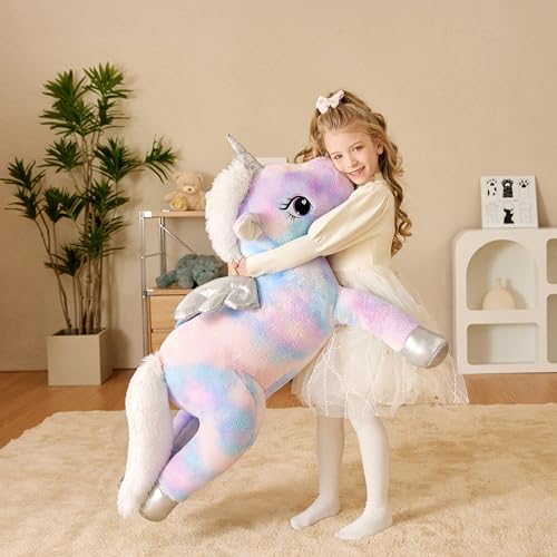 Earthsound 2236555 Giant Unicorn Stuffed Animal Plush Toy,Large Winged Unicorn Jumbo 43 Inch Big Size Soft Toys,Cute Huge Plushy Fluffy Fat Plushie,Gifts thumb #4