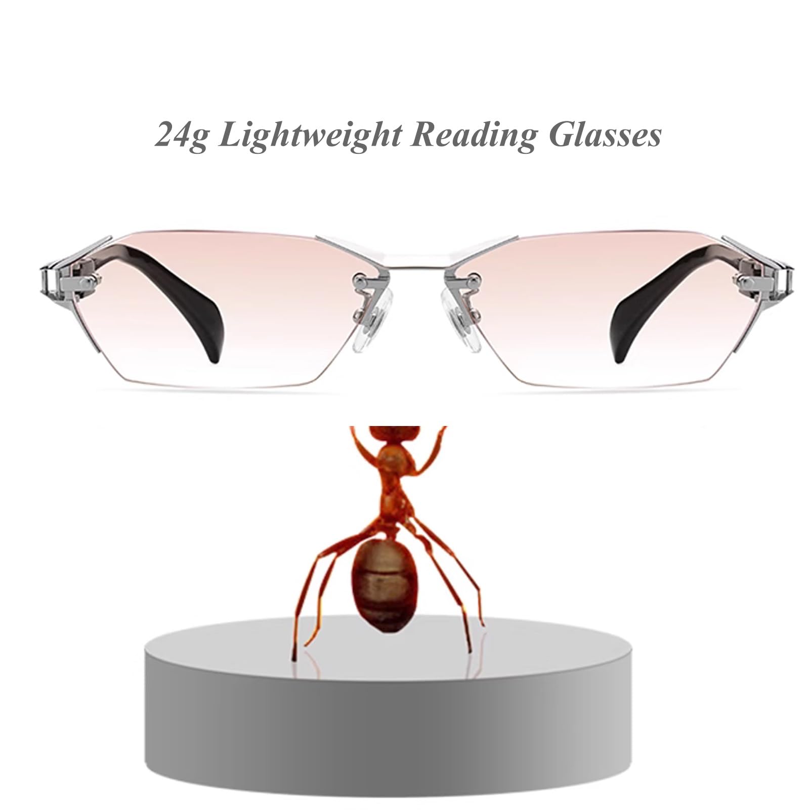 Biznesowe tytanowe okulary do czytania bez oprawek dla mężczyzn, modne, diamentowe cięcie, okulary komputerowe blokujące niebieskie światło (Size : 1.5 x)