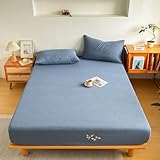 LDLCYCN Blue/a,120 * 200cm(Full), Protettore Materasso Antipolvere 100% Cotone Foglio Montato Copertura Materasso Morbido Copertura Letto Traspirante Materasso Topper Tasca Profonda di 11In