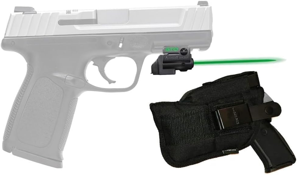 Laser Kit Designed for S&W SD9VE, SD9, SD40VE, SD40 w/LASERPRO Holster, Grip Activated ArmaLaser GTO-G Green Laser Sight & 2 Extra Batteries (Does NOT fit SW9VE or SW40VE). FDA Class IIIA Laser Sight