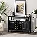Giantex Sideboard, Farmhouse Buffet Storage Cabinet, 12 Wine Bottle Rack Large Drawer, Wood Cupboard Pantry Organizer, Kitchen Dining Room Coffee Bar Stationary Table, Black