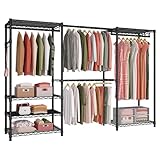 JeeLeeko Perchero de Ropa Resistente, de metal, ajustable, de 6 niveles, extensible e independiente, con 4 barras para...