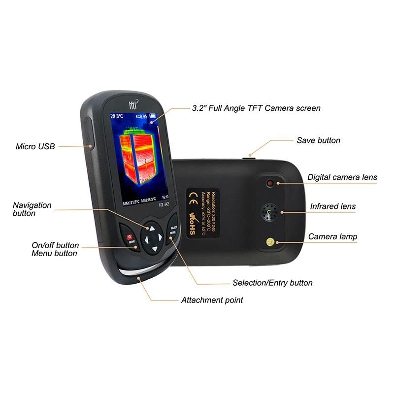 HT-A2+ 256x192 Cámara Termográfica Infrarroja de Mano para Inspección HVAC miniatura 3