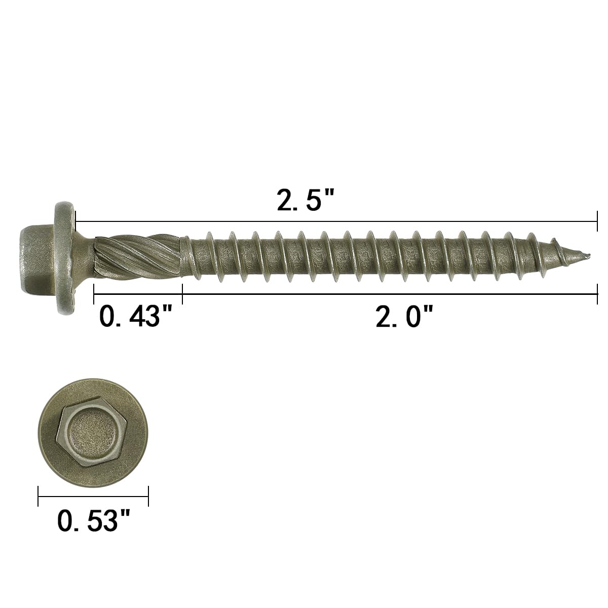 100 unidades (2.6 libras), #14 x 2-1/2 tornillos de madera resistentes, tornillos de madera estructural de retraso exterior para paisajismo, construcción, vigas y graneros de postes, resistentes
