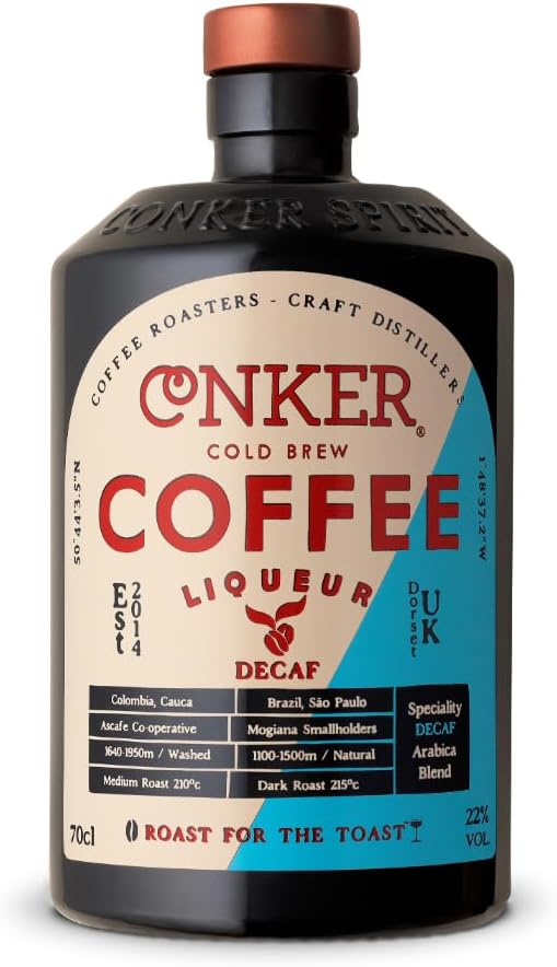 Conker Decaf Coffee Liqueur 70cl – Cold Brew Decaffeinated Espresso Liqueur, Vanilla and Browned Caramel Flavour, Coffee Liqueur Alcohol, Perfect for Espresso Martinis or Baby Guinness, 22% ABV