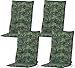 Produktbild BURI 4X Auflagen Set für Gartenstühle ca 120x50 cm Sesselauflage Hochlehner Polster in Grün Palmen Muster mit Dicker 8cm Schaumstoff Füllung - 4 STK Bequeme Stuhlauflagen Polsterauflagen UV-Lichtecht
