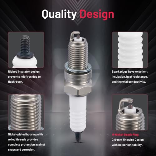 Image of BDFHYK 4929 Spark Plugs Compatible with Honda Compatible with Kawasaki for Yamaha for Suzuki Universal Motorcycle Spark Plugs Replacement for DPR8EA-9 Set of 4