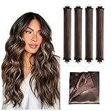 Heatless Overnight Curls - Set of 4 Soft Foam Hair Rollers for Effortless Beachy Waves and Volume, No Heat Damage, Suitable for All Hair Types, Easy to Use and Travel Friendly. With Microfiber Towel